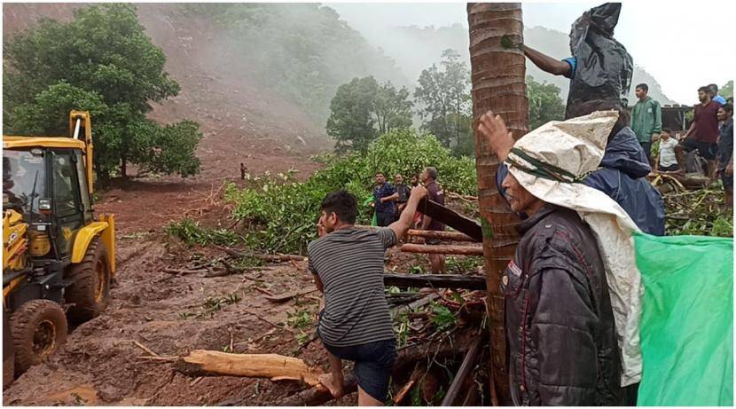 महाड तालुक्यातील तळई येथे दरड कोसळून ३३ जणांचा मृत्यू , ३२ घरे दबली